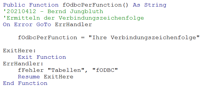 Die Funktion fOdbcPerFunction
